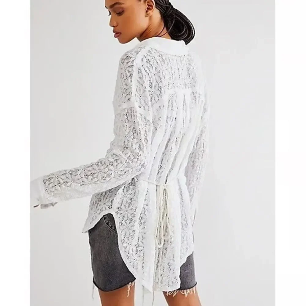 Free People Must Have Lace Tunic Top Ivory S